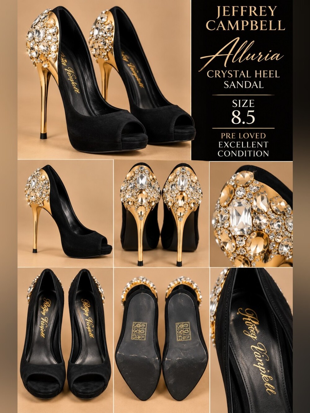 Jeffrey Camobell Alluria Crystal Heel Sandals